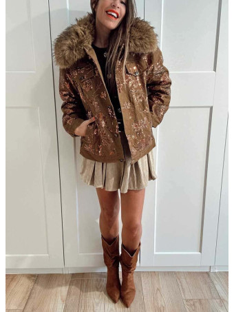 Cazadora Vaquera Lentejuelas HALYA Marrón HEVE