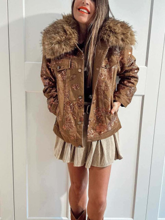 Cazadora Vaquera Lentejuelas HALYA Marrón HEVE