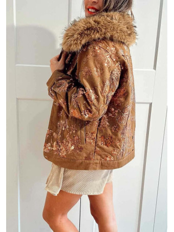 Cazadora Vaquera Lentejuelas HALYA Marrón HEVE