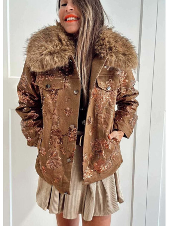 Cazadora Vaquera Lentejuelas HALYA Marrón HEVE