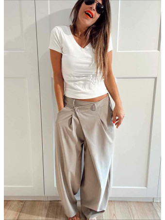 Pantalón Balloon Efecto Cruzado ZAVELLE Taupe HEVE