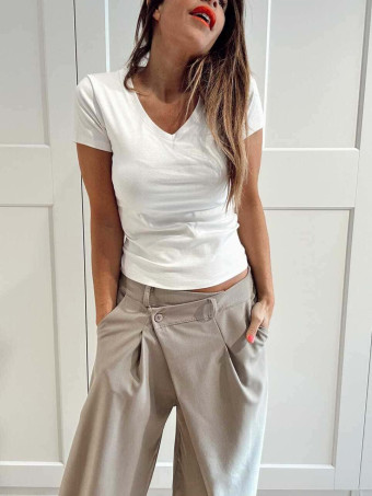 Pantalón Balloon Efecto Cruzado ZAVELLE Taupe HEVE