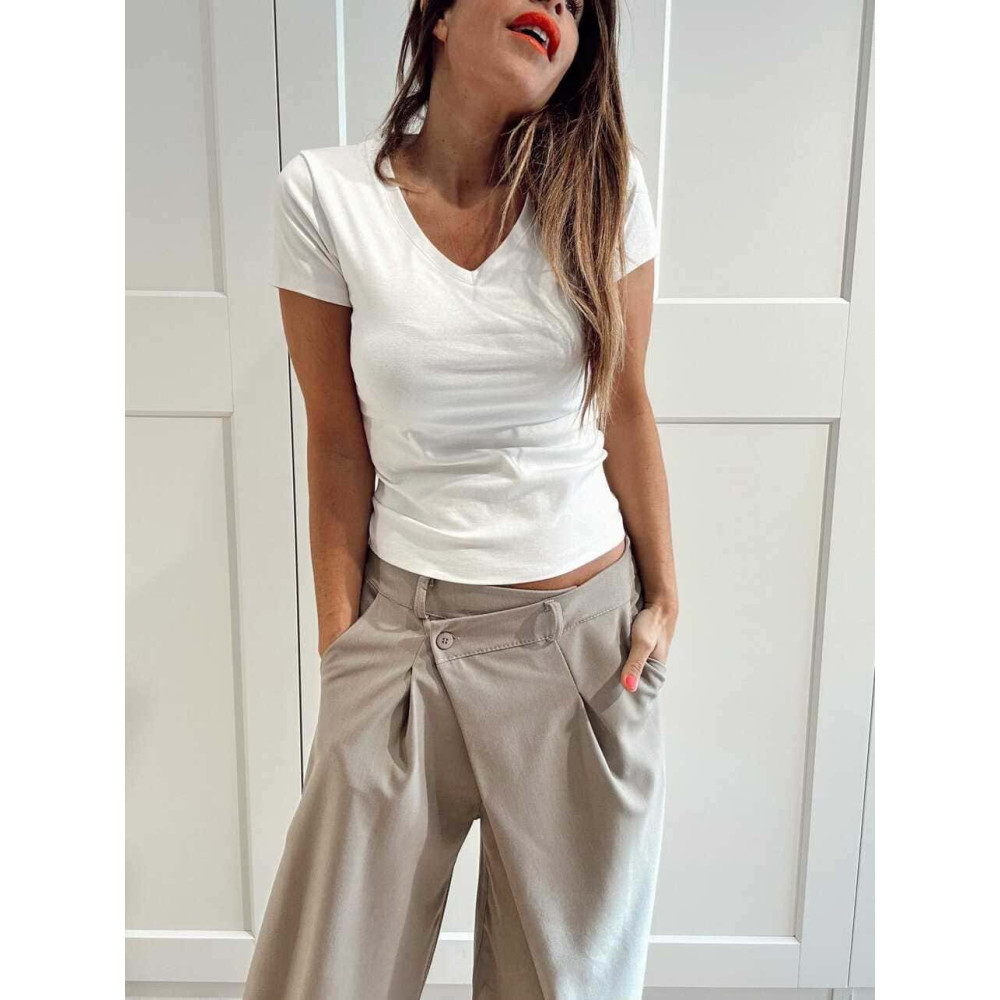 Pantalón Balloon Efecto Cruzado ZAVELLE Taupe HEVE