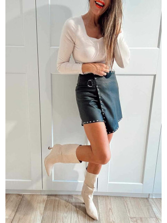 Bota Kitten Efecto Reptil KAIDRA Beige HEVE