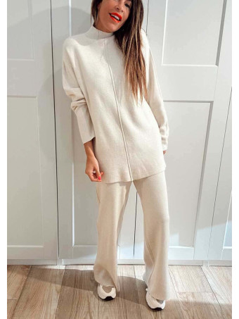 Conjunto Punto Jersey y Pantalón RATTLER Beige HEVE