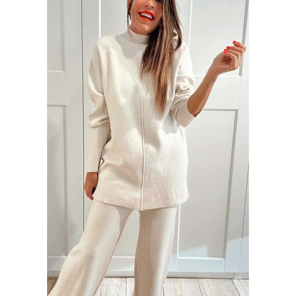 Conjunto Punto Jersey y Pantalón RATTLER Beige HEVE