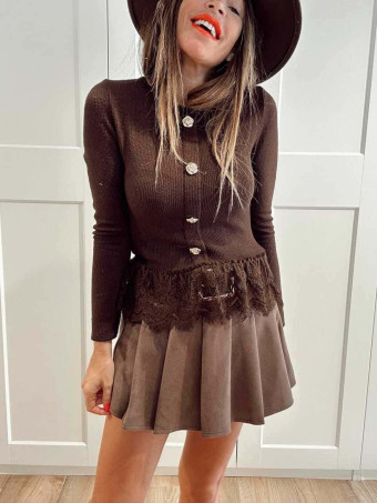 Punto Rib Blonda de Encaje MARVEIL Marrón HEVE