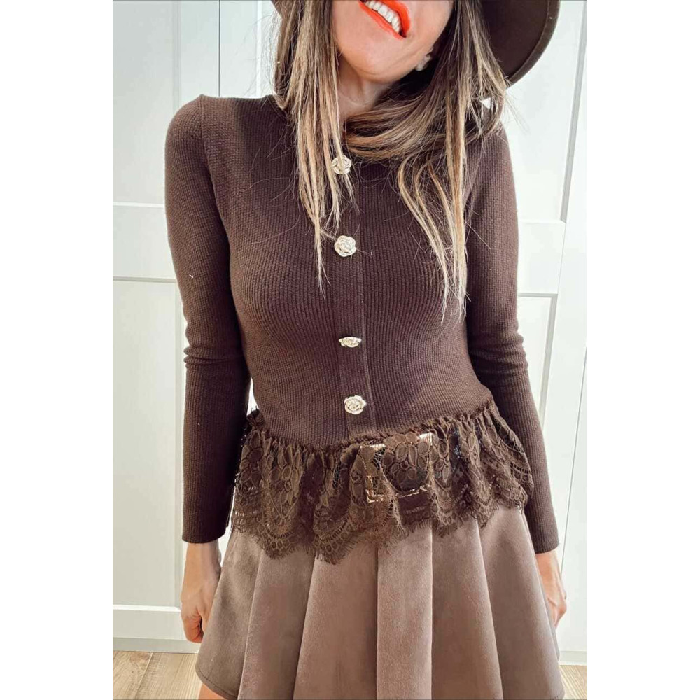 Punto Rib Blonda de Encaje MARVEIL Marrón HEVE