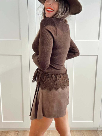 Punto Rib Blonda de Encaje MARVEIL Marrón HEVE