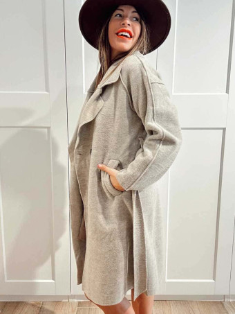 Abrigo Paño Doble Botonadura BASSO Taupe HEVE