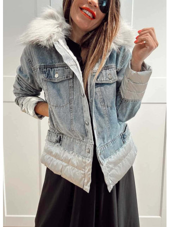 Cazadora Vaquera Combinada LAKORA Blue Jean/Gris HEVE