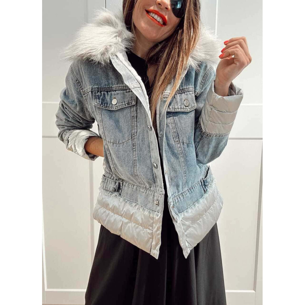 Cazadora Vaquera Combinada LAKORA Blue Jean/Gris HEVE