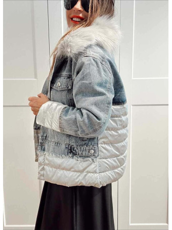 Cazadora Vaquera Combinada LAKORA Blue Jean/Gris HEVE