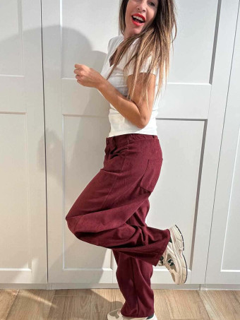 Pantalón Balloon Efecto Ante KORNE Burdeos HEVE