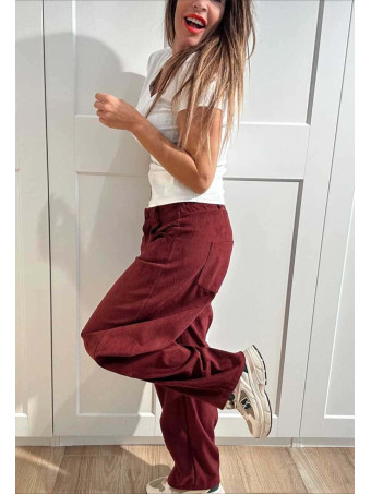 Pantalón Balloon Efecto Ante KORNE Burdeos HEVE