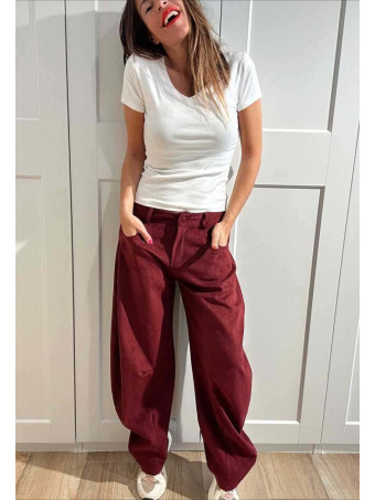 Pantalón Balloon Efecto Ante KORNE Burdeos HEVE