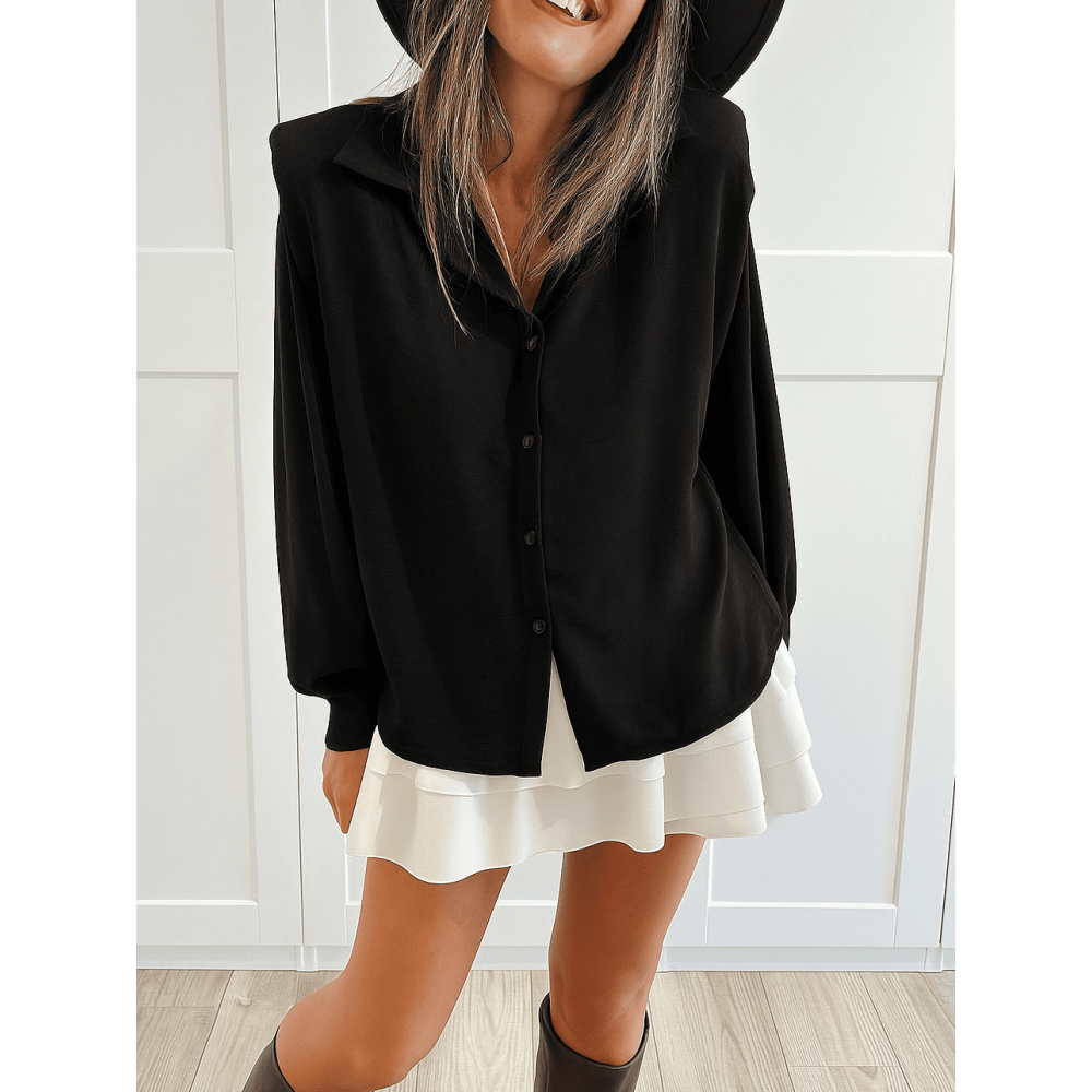 Blusa con Hombreras ELOWEN Negro HEVE