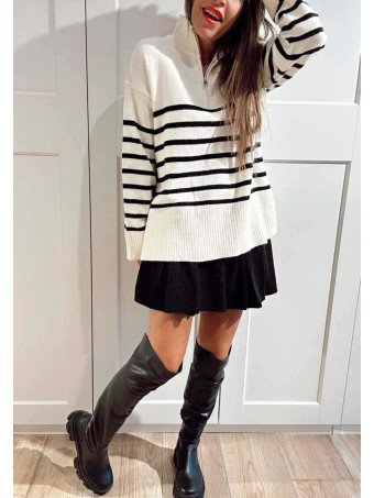 Jersey Rayas Cremallera MARCEAU Crudo HEVE