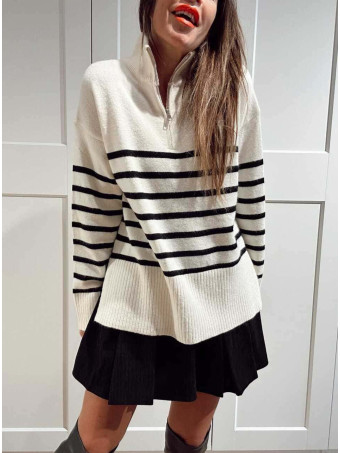 Jersey Rayas Cremallera MARCEAU Crudo HEVE