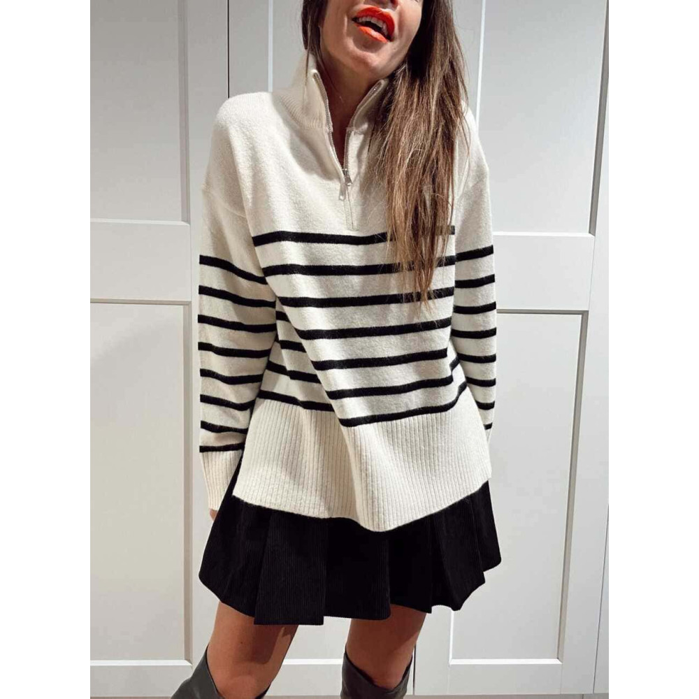 Jersey Rayas Cremallera MARCEAU Crudo HEVE