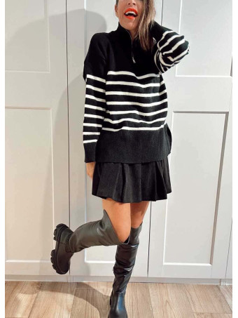 Jersey Rayas Cremallera MARCEAU Negro HEVE