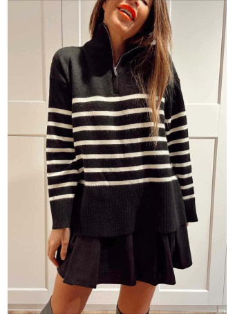 Jersey Rayas Cremallera MARCEAU Negro HEVE