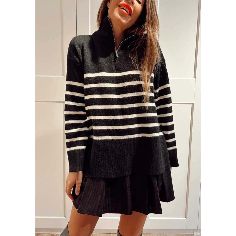 Jersey Rayas Cremallera MARCEAU Negro HEVE