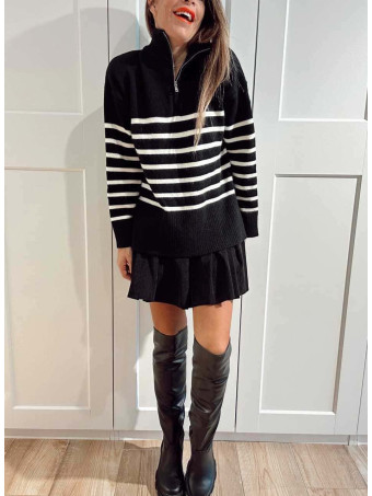 Jersey Rayas Cremallera MARCEAU Negro HEVE