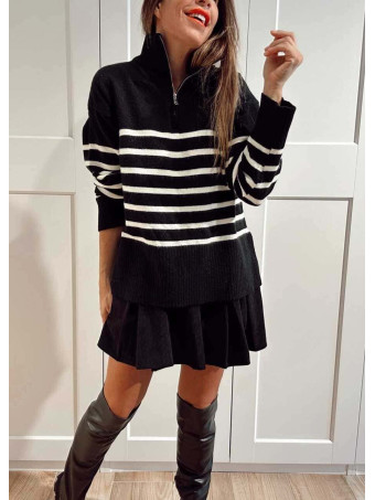 Jersey Rayas Cremallera MARCEAU Negro HEVE