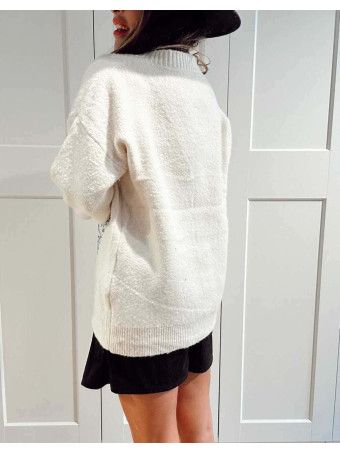 Chaqueta Punto Patchwork LOVE Beige