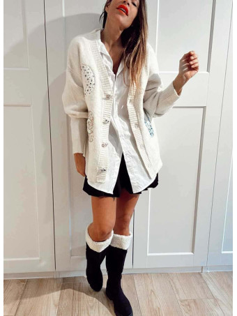 Chaqueta Punto Patchwork LOVE Beige