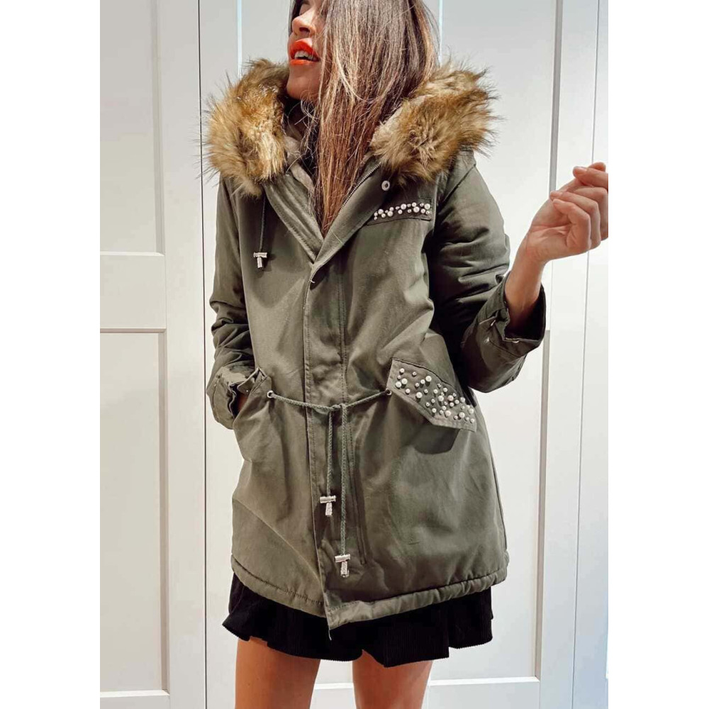 Trench Strass Forrada GRAYSON Verde/Camel HEVE