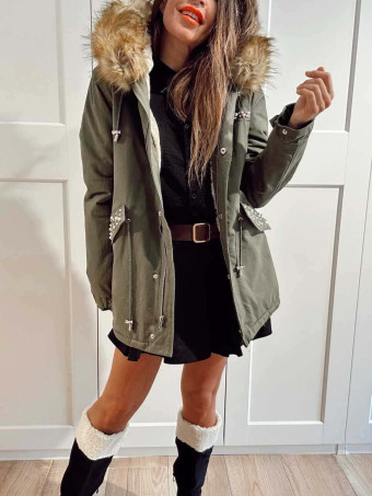 Trench Strass Forrada GRAYSON Verde/Camel HEVE