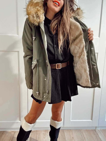 Trench Strass Forrada GRAYSON Verde/Camel HEVE