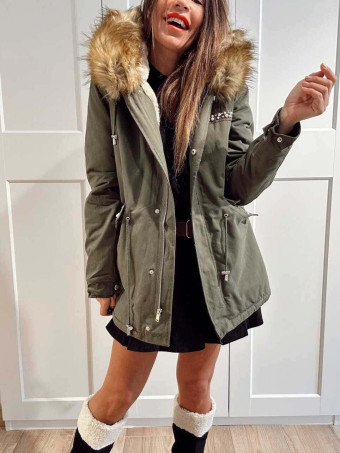 Trench Strass Forrada GRAYSON Verde/Camel HEVE