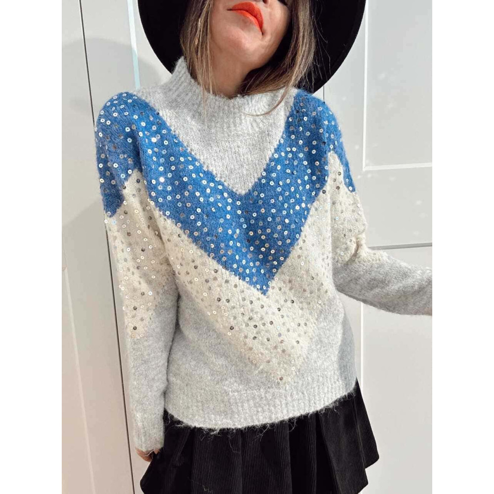 Jersey Chevron Lentejuelas KALIVE Gris Vigoré HEVE