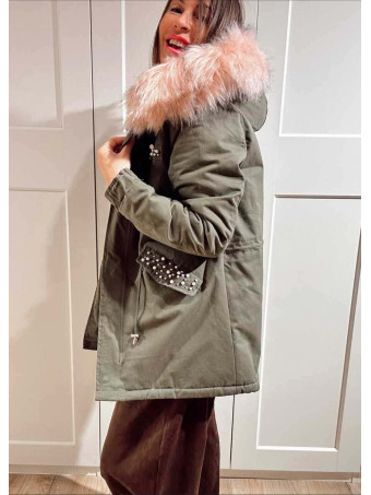 Trench Strass Forrada GRAYSON Verde/Rosa - heve