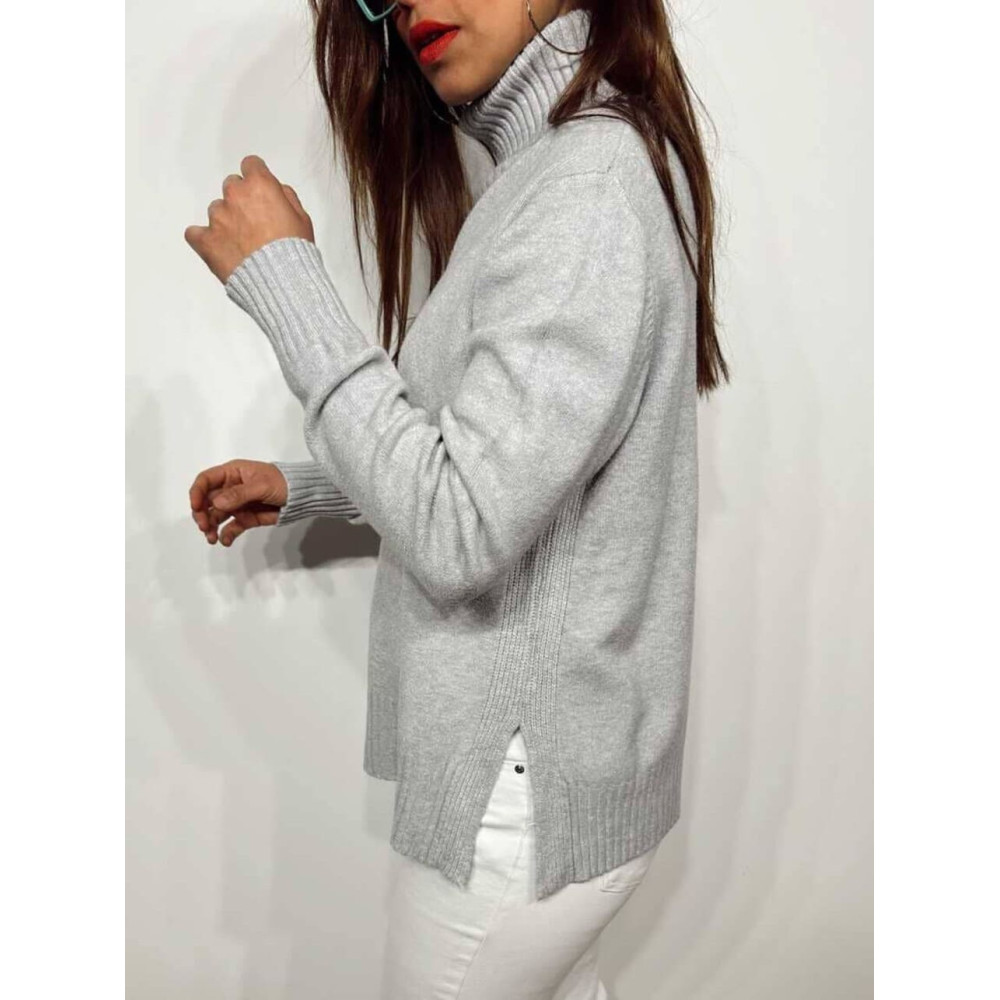 Jersey Básico Cuello Vuelto HALLENITTA Gris HEVE