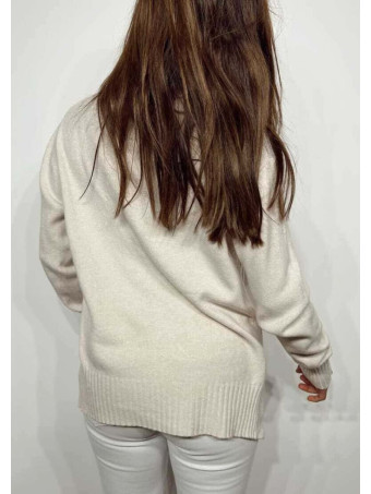 Jersey Básico Cuello Vuelto HALLENITTA Beige HEVE
