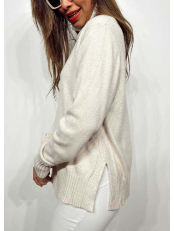 Jersey Básico Cuello Vuelto HALLENITTA Beige HEVE