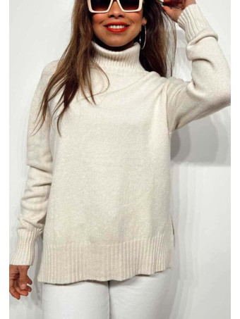 Jersey Básico Cuello Vuelto HALLENITTA Beige HEVE