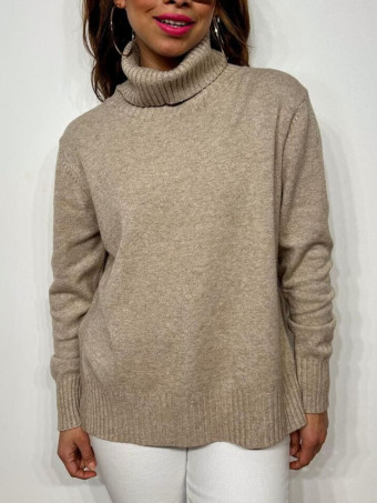 Jersey Básico Cuello Vuelto HALLENITTA Taupe HEVE