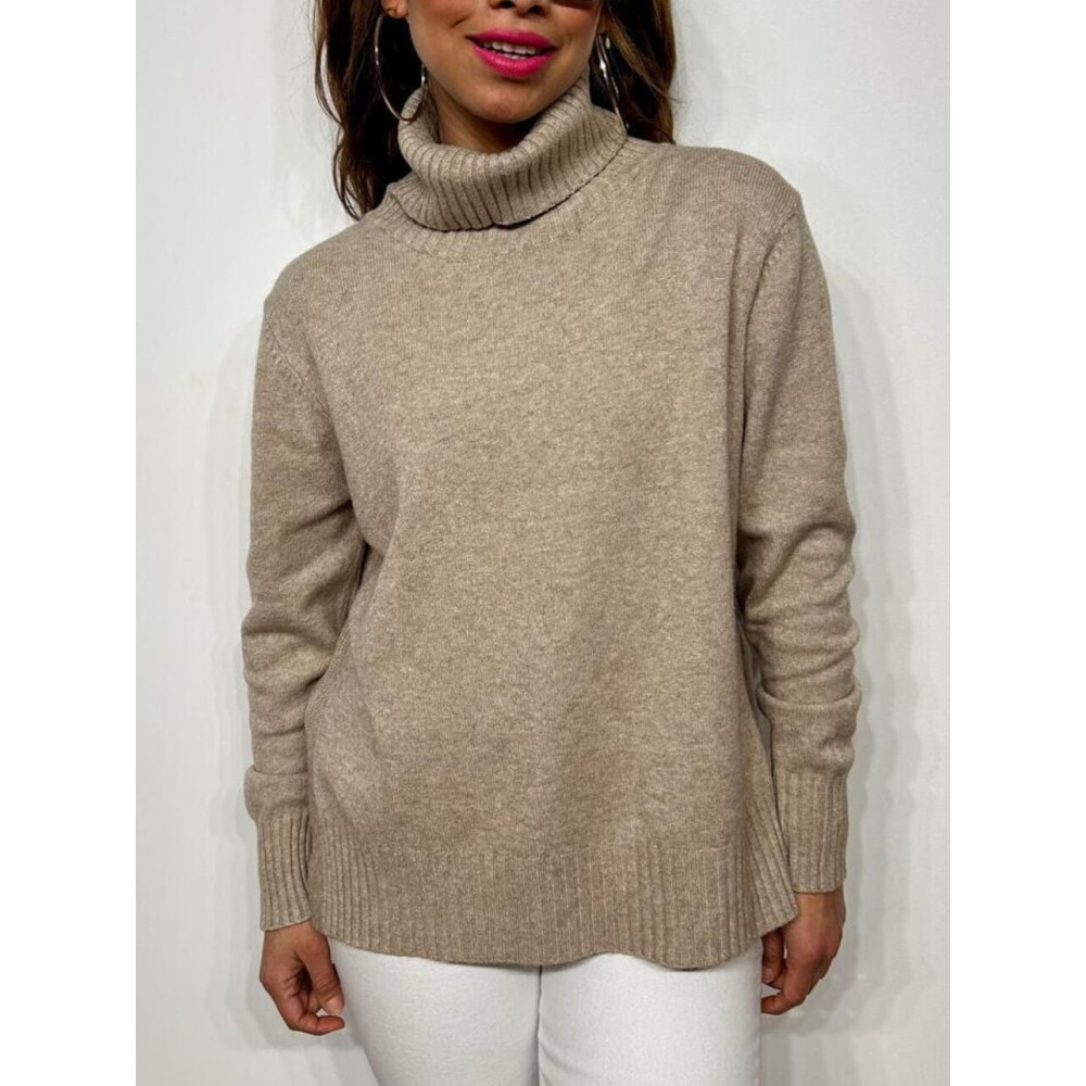 Jersey Básico Cuello Vuelto HALLENITTA Taupe HEVE