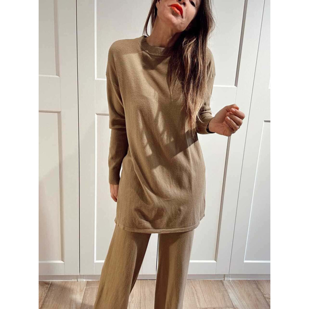 Conjunto Punto Jersey y Pantalón GIULIA Taupe HEVE