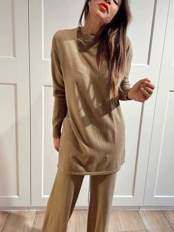 Conjunto Punto Jersey y Pantalón GIULIA Taupe HEVE