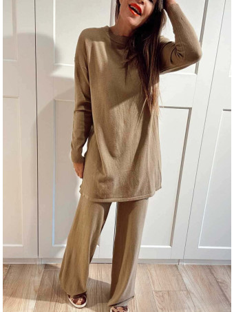Conjunto Punto Jersey y Pantalón GIULIA Taupe HEVE
