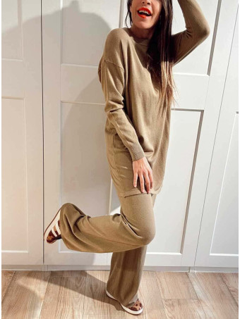Conjunto Punto Jersey y Pantalón GIULIA Taupe HEVE