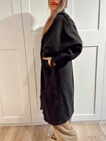 Gabardina Paño Doble Botonadura VALMOND Negro HEVE