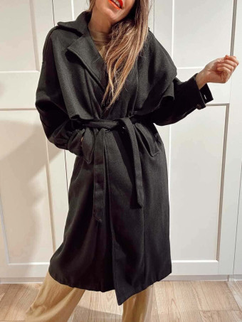 Gabardina Paño Doble Botonadura VALMOND Negro HEVE