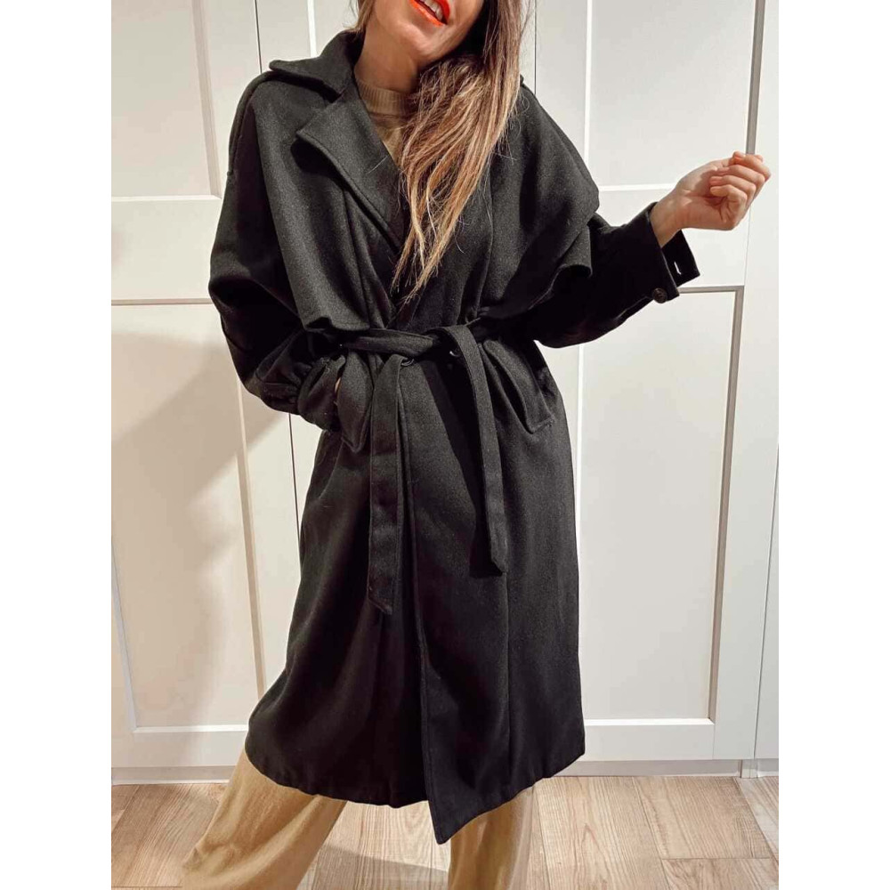 Gabardina Paño Doble Botonadura VALMOND Negro HEVE